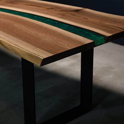 green resin table